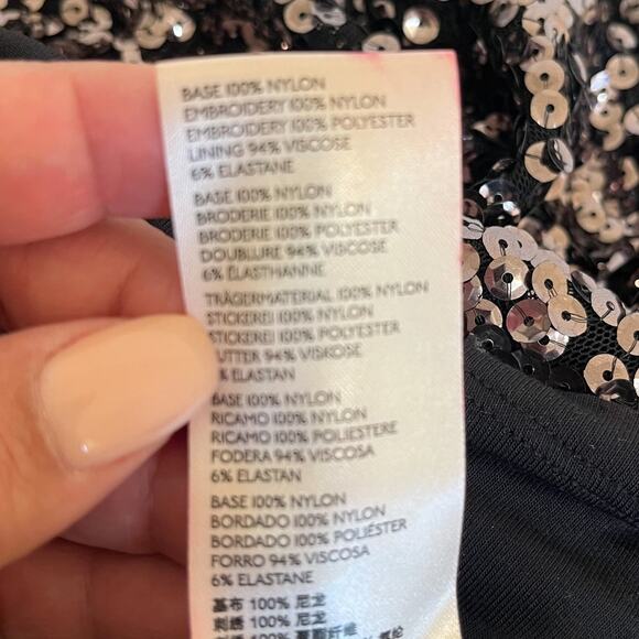 Free People Mini Dress Size S Black Sequin Disco Bell Sleeve Whimsigoth Party - Picture 8 of 8